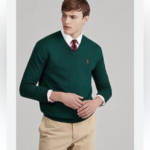 Polo Ralph Lauren V-Neck Merino Wool Sweater NWT Green Men’s XXL
